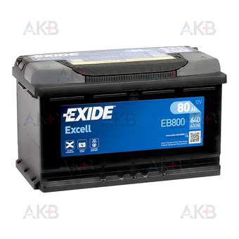 Exide Excell 80 Ач 640A обр. пол. (315x175x190) EB800