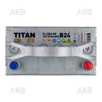 Автомобильный аккумулятор Titan Asia EFB 57 Ач 450А обр. пол.(236x128x223) 6СТ-57.0 B00. Фото 1
