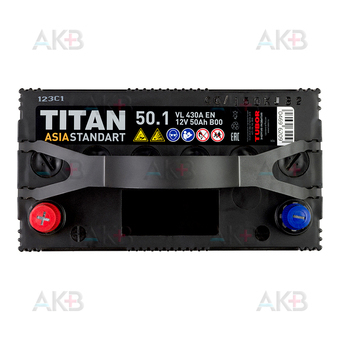 Автомобильный аккумулятор Titan Asia Standart 50 Ач 430А прям. пол. (238x128x227) 6СТ-50.1 VL. Фото 1