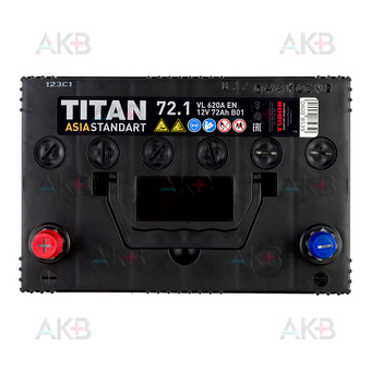 Автомобильный аккумулятор Titan Asia Standart 72 Ач 620А прям. пол. (258x175x221) 6СТ-72.1 VL B01. Фото 1
