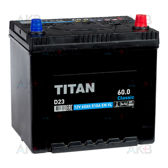 Titan Classic 60 Ач 510A обр. пол. (230x175x223) D23 6CT-60.0 VL
