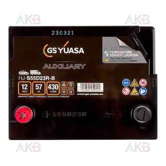 Автомобильный аккумулятор GS YUASA HJ-S55D23R 57 Ач 430A (222x173x227) AGM прям. пол.. Фото 1