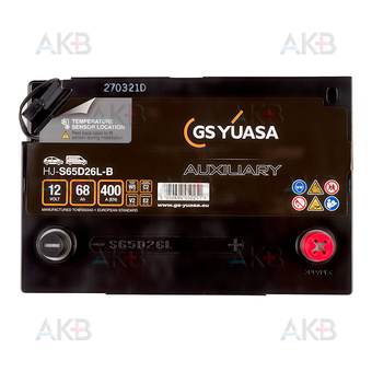 Автомобильный аккумулятор GS YUASA HJ-S65D26L-B 68 Ач 400A (259x173x227) AGM обр. пол.. Фото 1