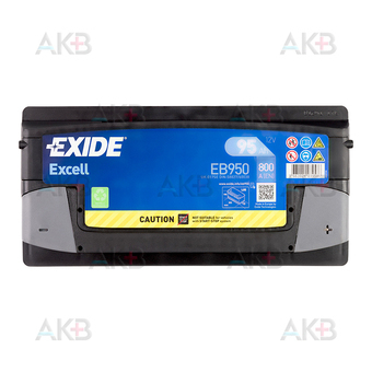 Автомобильный аккумулятор Аккумулятор Exide Excell 95R (800A 353x175x190) EB950. Фото 1