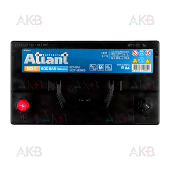 Автомобильный аккумулятор ATLANT ASIA 90Ah 700A прям. пол. (303x175x225) ATA901. Фото 1