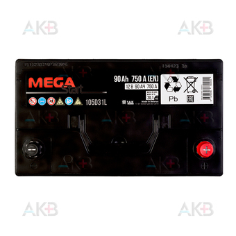 Автомобильный аккумулятор MEGA START 105D31L 90Ah 750A обр. пол. (303x175x225). Фото 1