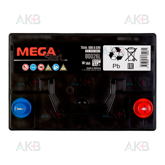 Автомобильный аккумулятор MEGA START 80D26L 70Ah 600A обр. пол. (261x175x225). Фото 1