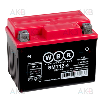 WBR SMT12-4 AGM 4 Ач 50А обратная пол.(114x71x86) YT4L-BS