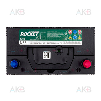 Автомобильный аккумулятор Rocket EFB N55L 55Ah 460A (238x129x225) обратная пол.. Фото 2