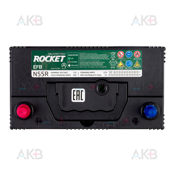 Автомобильный аккумулятор Rocket EFB N55R 55Ah 460A (238x129x225) прямая пол.. Фото 2
