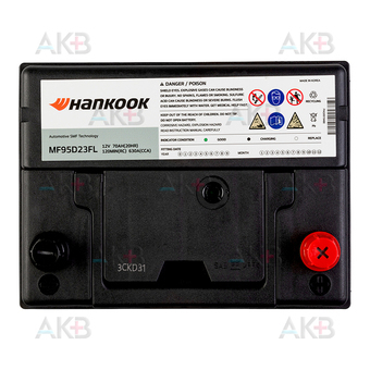 Автомобильный аккумулятор Hankook 95D23FL 70Ah 630А (229х172х225). Фото 1