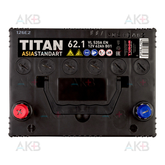Автомобильный аккумулятор Titan Asia Standart 62L (520А 230x173x225) 6СТ-62.1 VL B01. Фото 1