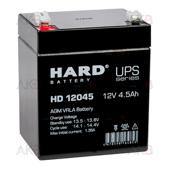 Аккумуляторная батарея HARD HD 12045 12V 4.5Ah (90х70х102)