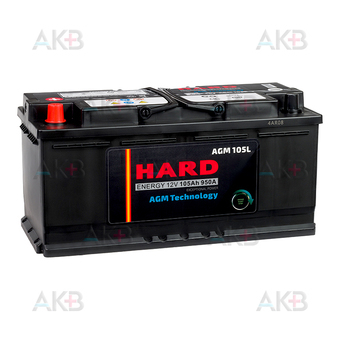 Автомобильный аккумулятор HARD AGM105L 105Ah 950A (393x175x190) ПРЯМАЯ полярность