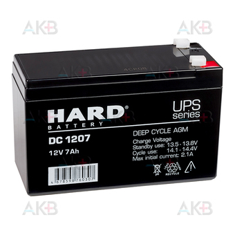 Аккумуляторная батарея HARD DC 1207 12V 7Ah (151x65x94) AGM Deep Cycle