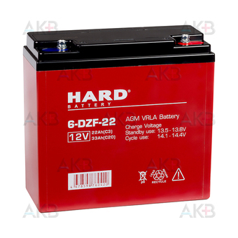 Мото аккумулятор HARD 12V 22Ah (181x77x170) 6-DZF-22