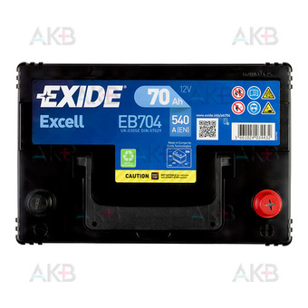 Автомобильный аккумулятор Exide Excell 70R (540A 261x173x225) EB704. Фото 1