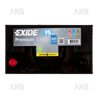 Автомобильный аккумулятор Exide Premium 95L (800А 306х173х225) EA955. Фото 1