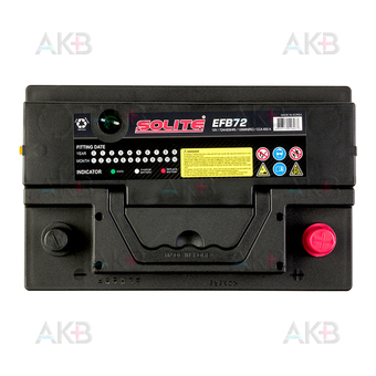 Автомобильный аккумулятор Solite EFB 72Ah 650A (278х175х175) о/п. Фото 2