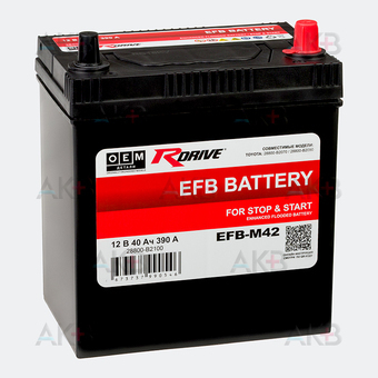 Аккумулятор RDrive OEM EFB-M42 40 Ач 390A обр. пол. (187x127x220) 28800-B2100 TOYOTA
