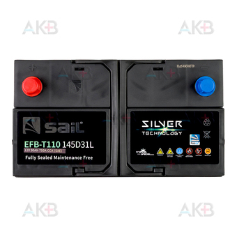 Автомобильный аккумулятор SAIL EFB T110 145D31L 90 Ач обр. пол. 750А (306x173x225) Start Stop. Фото 1