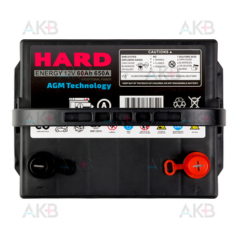 Автомобильный аккумулятор HARD AGM S55D23L 60 Ач 650A обр. пол. (230x170x225) Start Stop. Фото 1