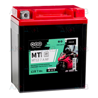 WBR MT12-7-A MF AGM 7 Ач 120А обр. пол. (113x70x131) YTX7L-BS