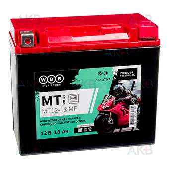 WBR MT12-18 MF AGM 18 Ач 270А обратная пол.(175x87x155) YTX20L-BS