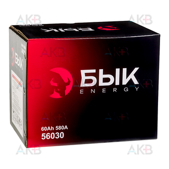 Автомобильный аккумулятор БЫК Energy 56030 60Ah 580A обр. пол. (242x175x190). Фото 3