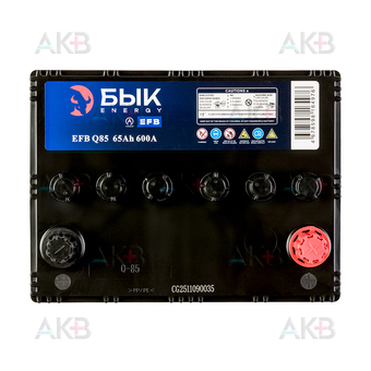 Автомобильный аккумулятор БЫК Energy EFB Q85 65 Ah 600A (230x170x225) обратная полярность. Фото 2