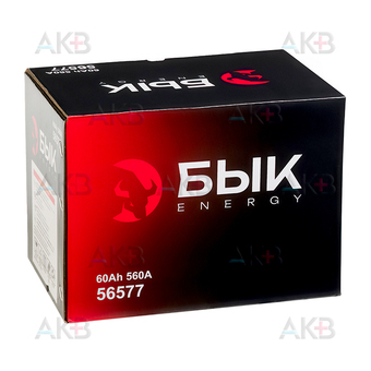 Автомобильный аккумулятор БЫК Energy 56577 60Ah 560A обр. пол. (242x175x175) низкий. Фото 3