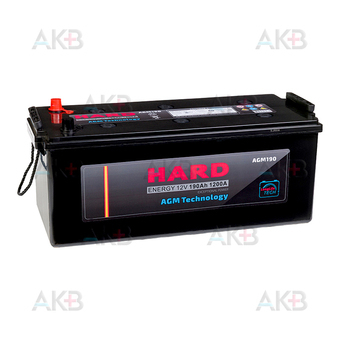 HARD AGM 190 Ah 1200A обр. пол. (512x222x216) Start Stop Super Heavy Duty