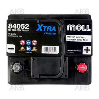 Автомобильный аккумулятор Moll X-TRA charge 52 Ач 500A обр. пол. (207x175x175) 84052. Фото 2