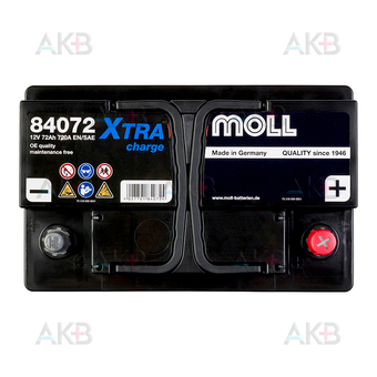 Автомобильный аккумулятор Moll X-TRA charge 72 Ач 720A обр. пол. (278x175x175) 84072. Фото 1