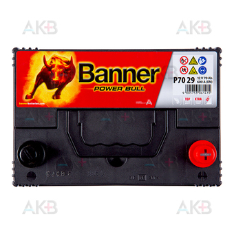 Автомобильный аккумулятор BANNER Power Bull ASIA (70 29) 70R 600A 260х173х225. Фото 2