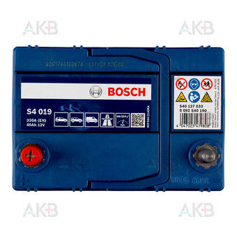 Автомобильный аккумулятор Bosch S4 019 40L 330A 187x127x227. Фото 1